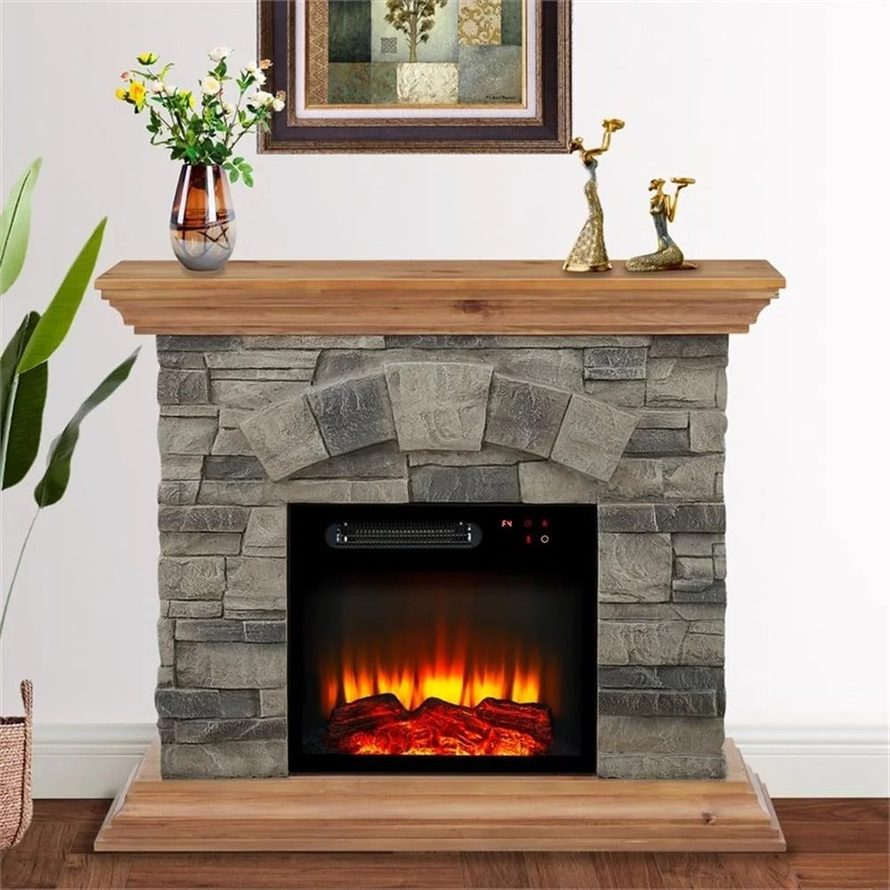 FFP21233 40" Electric Fireplace Mantel with Faux Brick-Brown