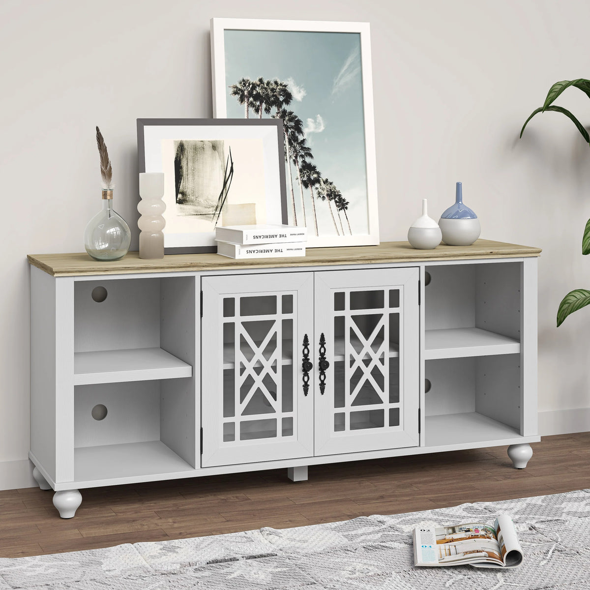 FTS24643 60" TV Stand-Grayish White