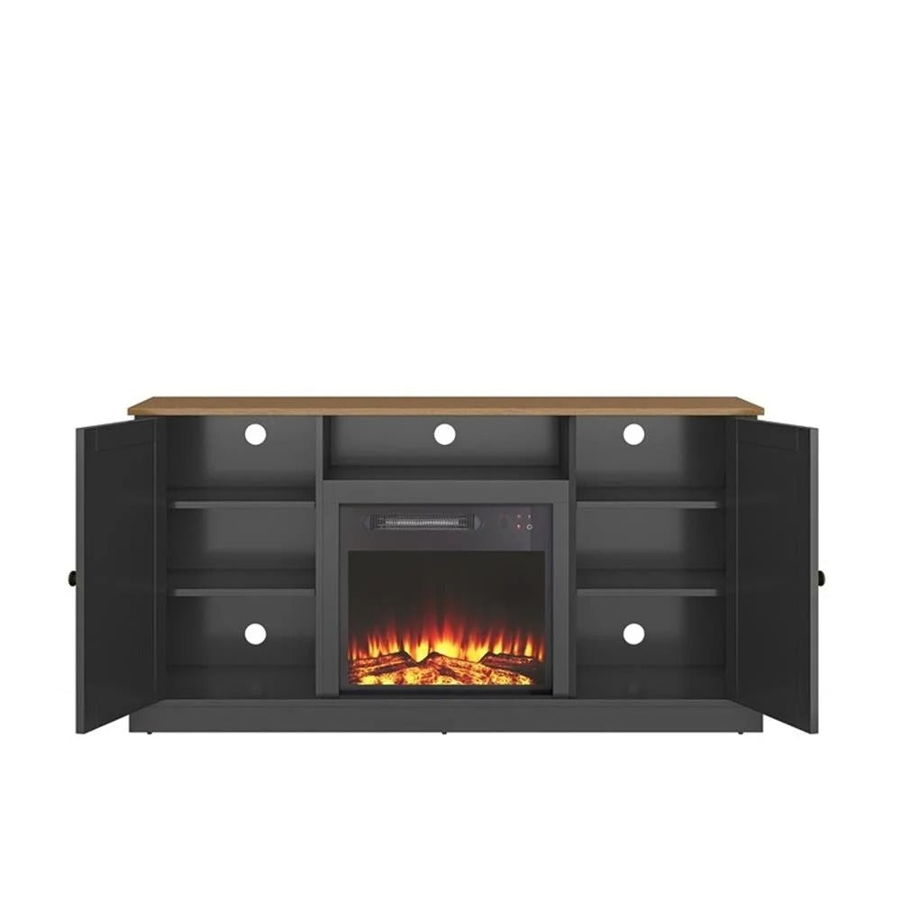 FFP20267 54" TV Stand with 18" Electric Fireplace-Black