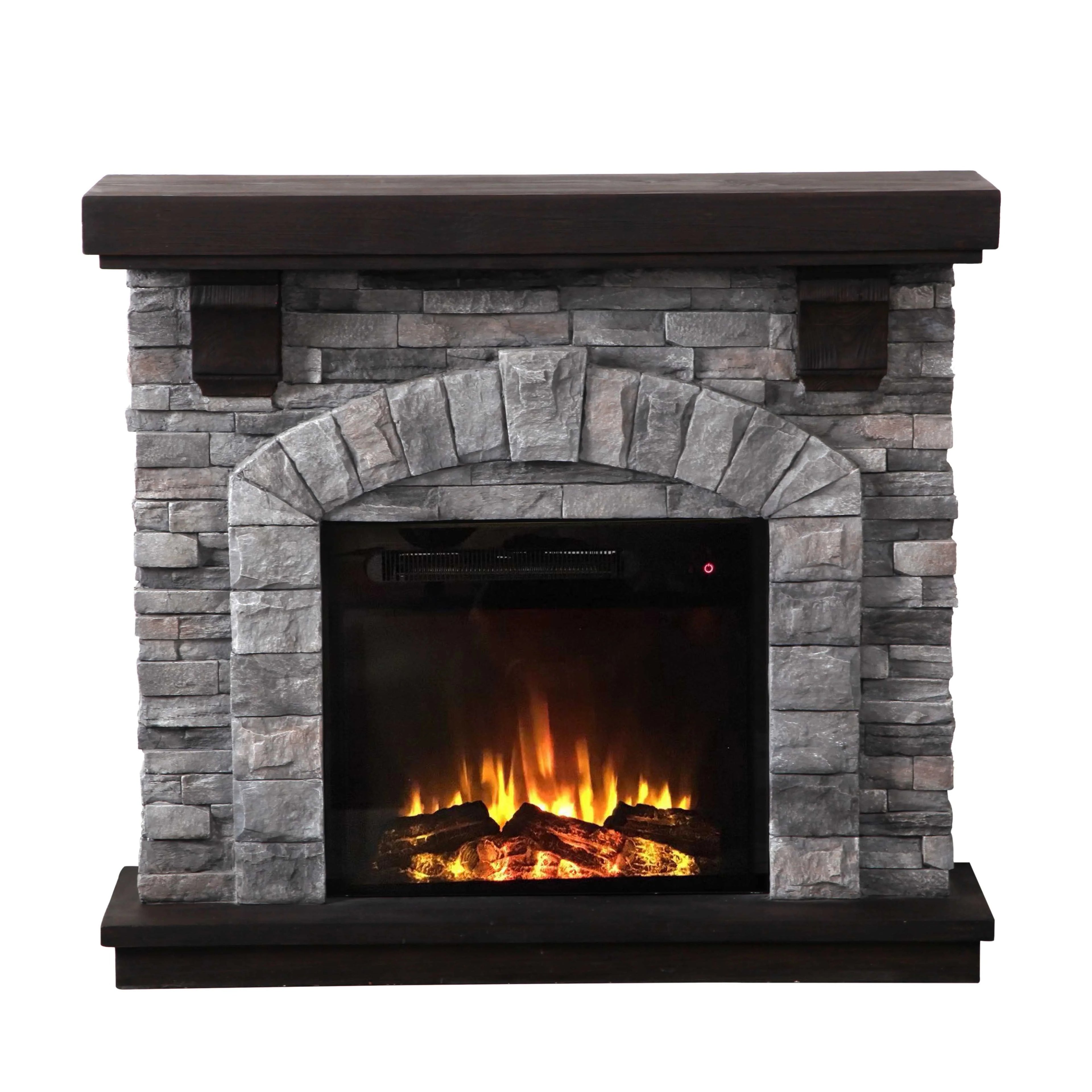FFP20121 45" Electric Fireplace Mantel with Faux Brick-Grey