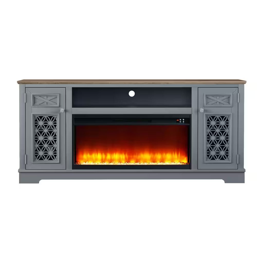 FTS24271 70" TV Stand with 36" Electric Fireplace-Grey