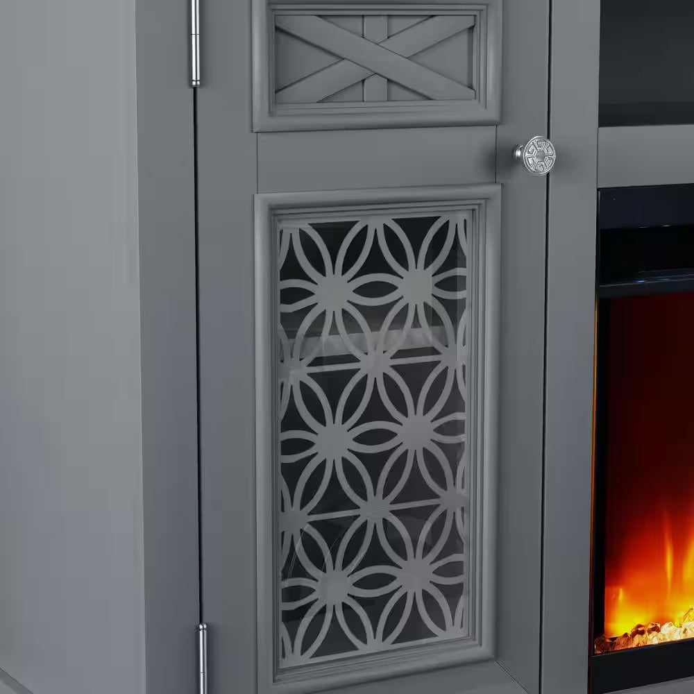 FTS24271 70" TV Stand with 36" Electric Fireplace-Grey