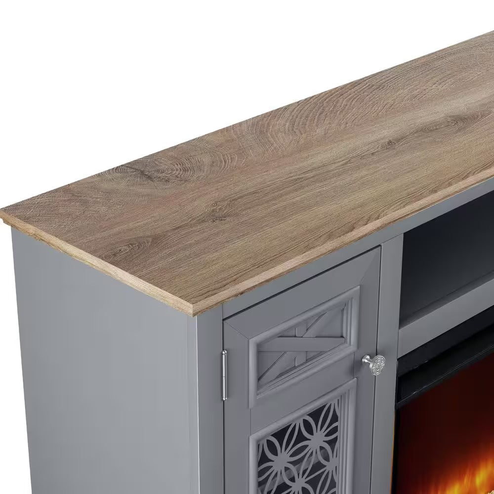 FTS24271 70" TV Stand with 36" Electric Fireplace-Grey