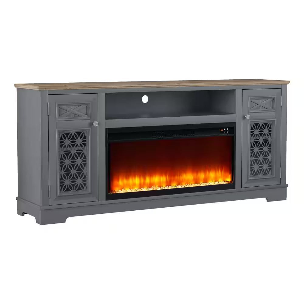 FTS24271 70" TV Stand with 36" Electric Fireplace-Grey