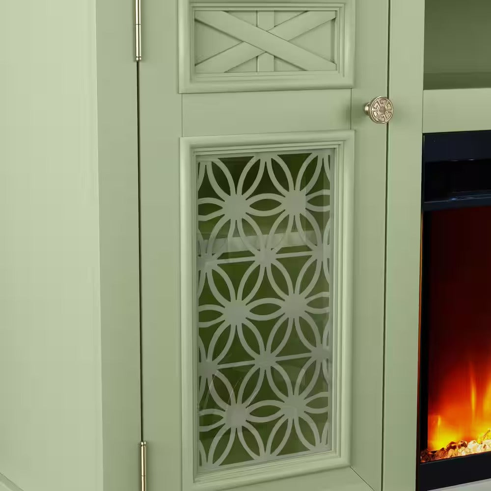 FTS24270 70" TV Stand with 36" Electric Fireplace-Green