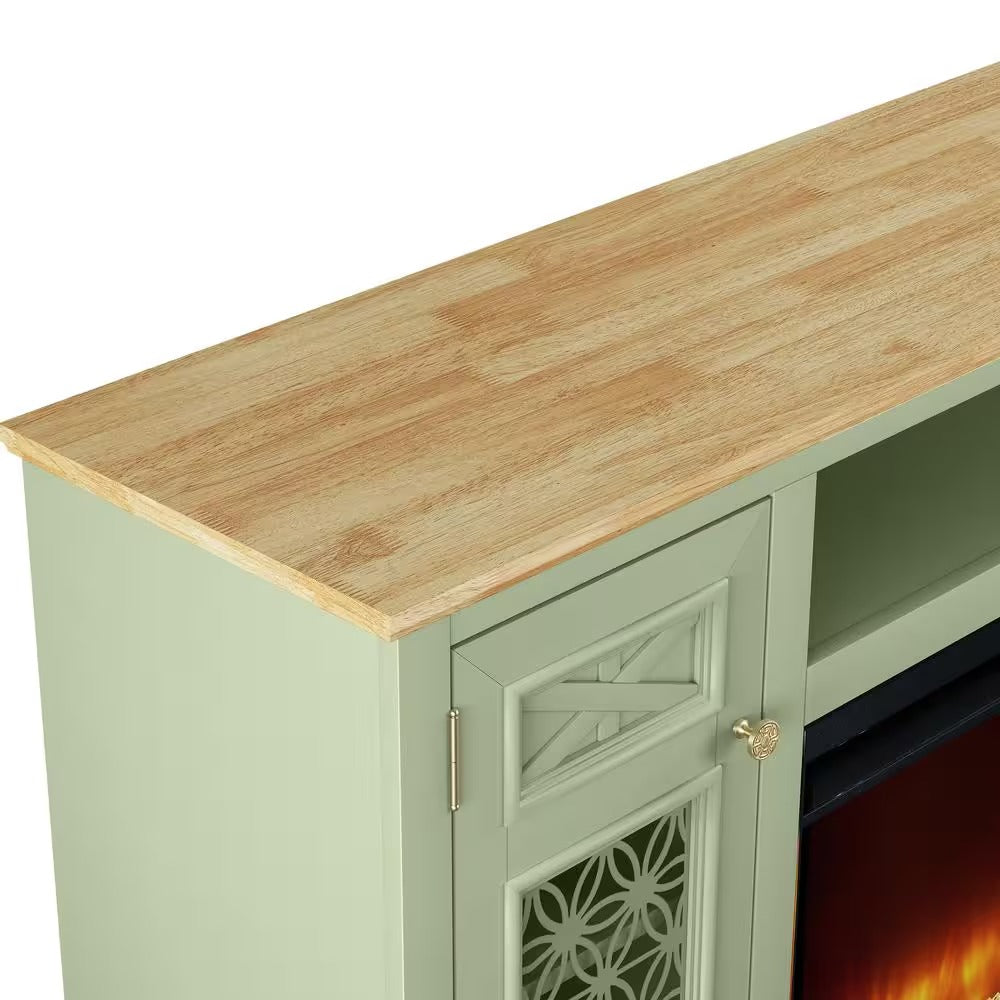 FTS24270 70" TV Stand with 36" Electric Fireplace-Green