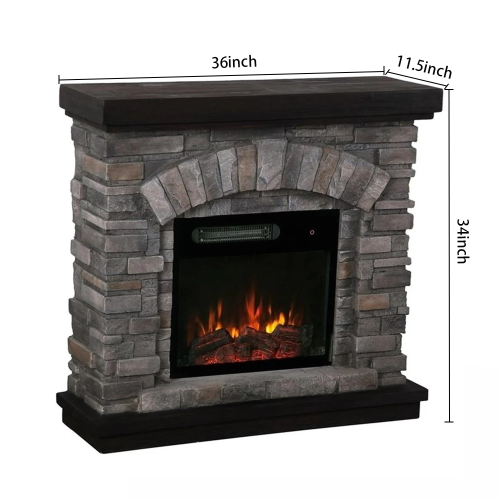 FFP20141 36" Electric Fireplace Mantel with Faux Brick-Grey