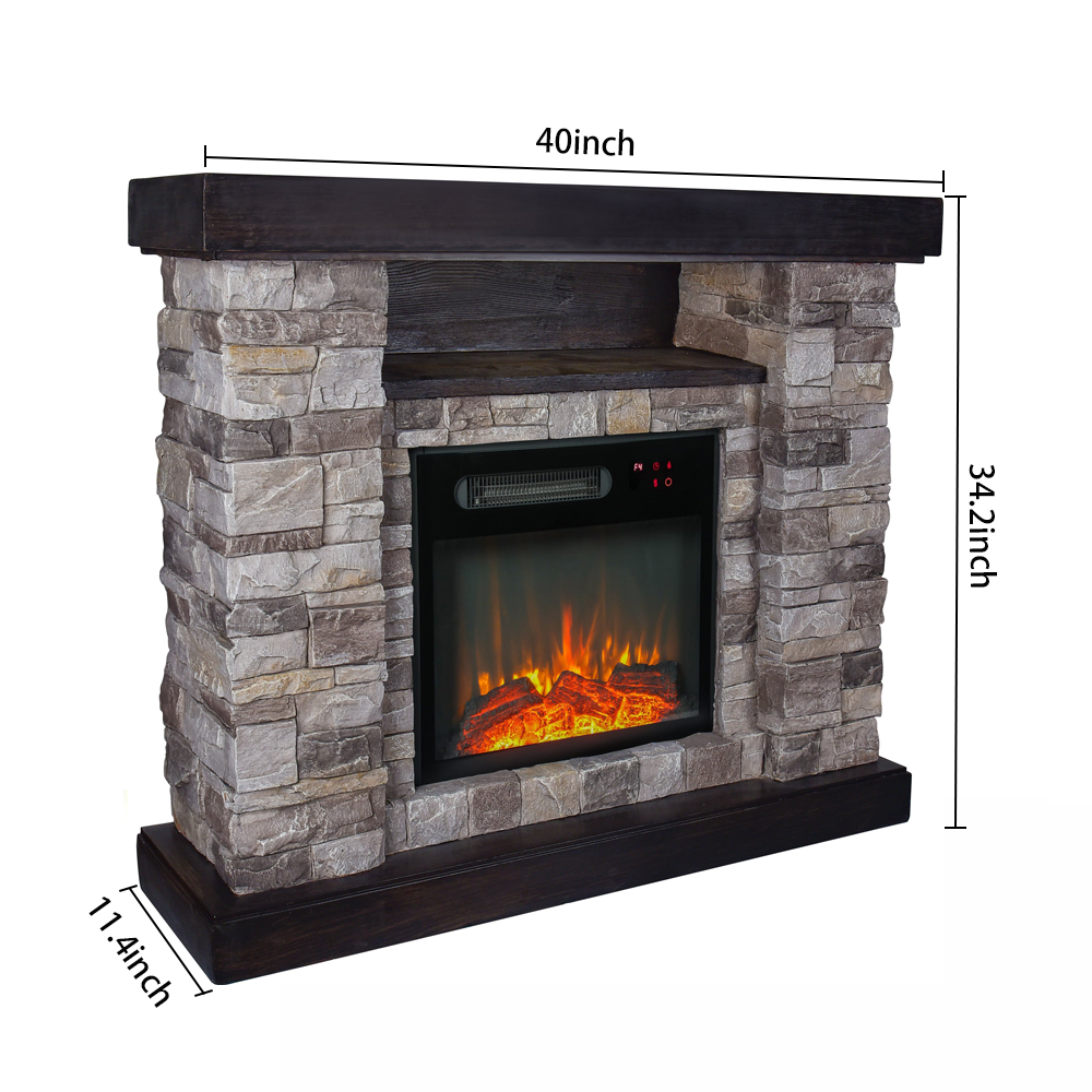 FFP20163 40" Electric Fireplace Mantel with Faux Brick-Grey
