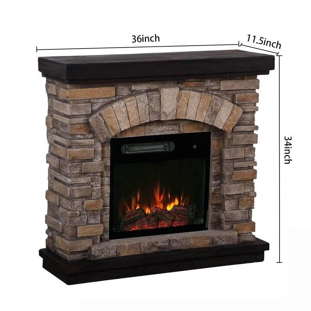 FFP20131 36" Electric Fireplace Mantel with Faux Brick-Tan