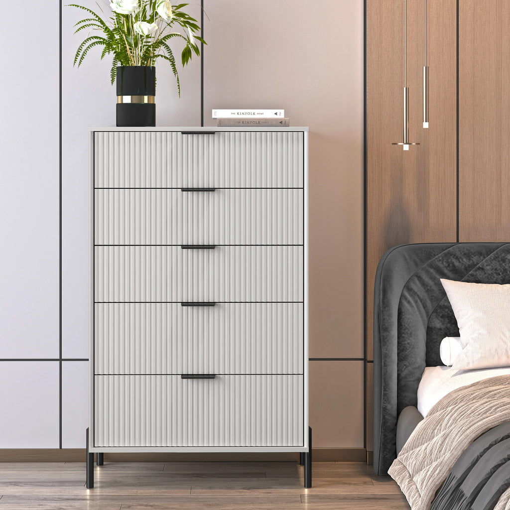 FCH23152 30" Bedroom Chest with 5 Drawers-Offwhite