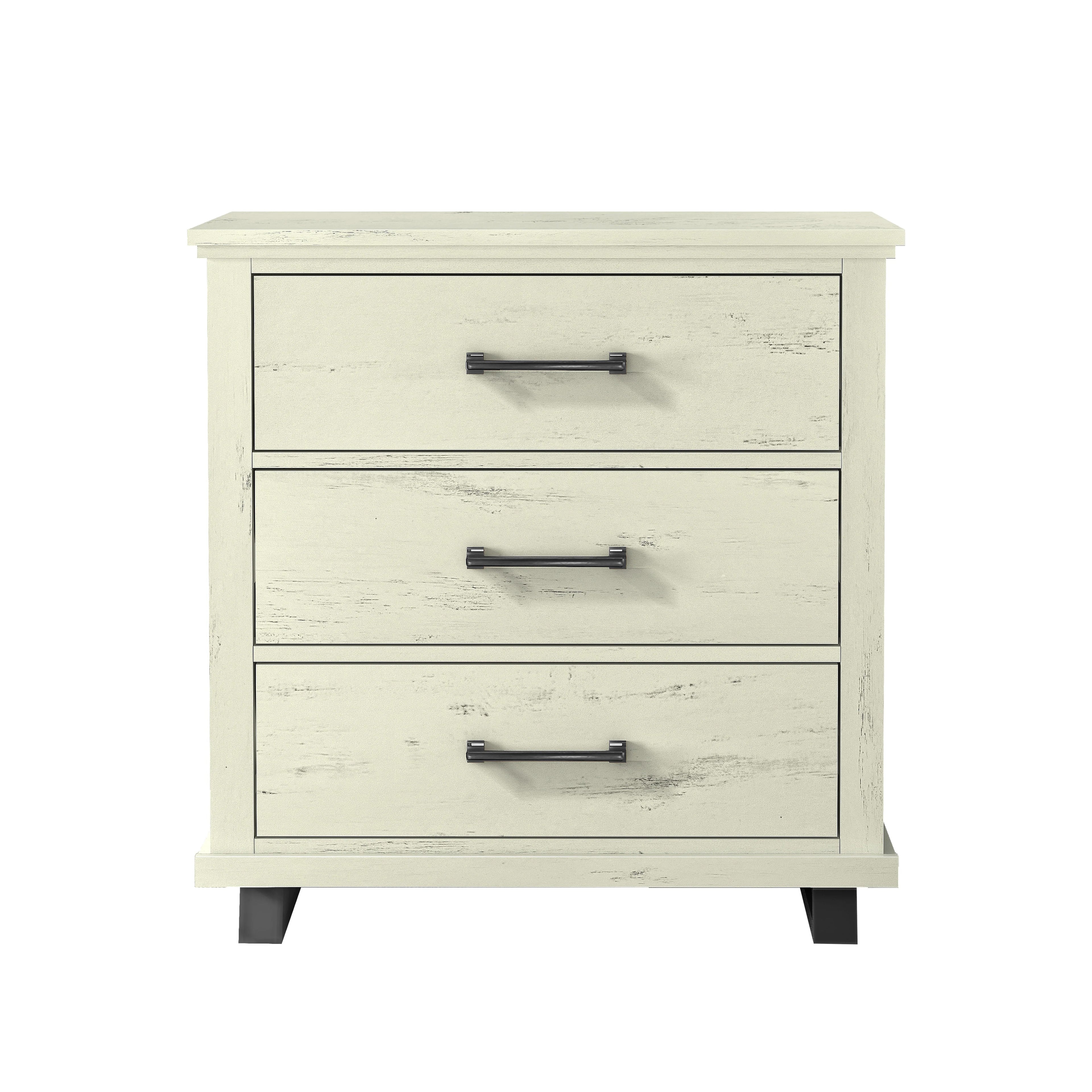 FNS22232 32" Bedroom Nightstands with 3 Drawers-White