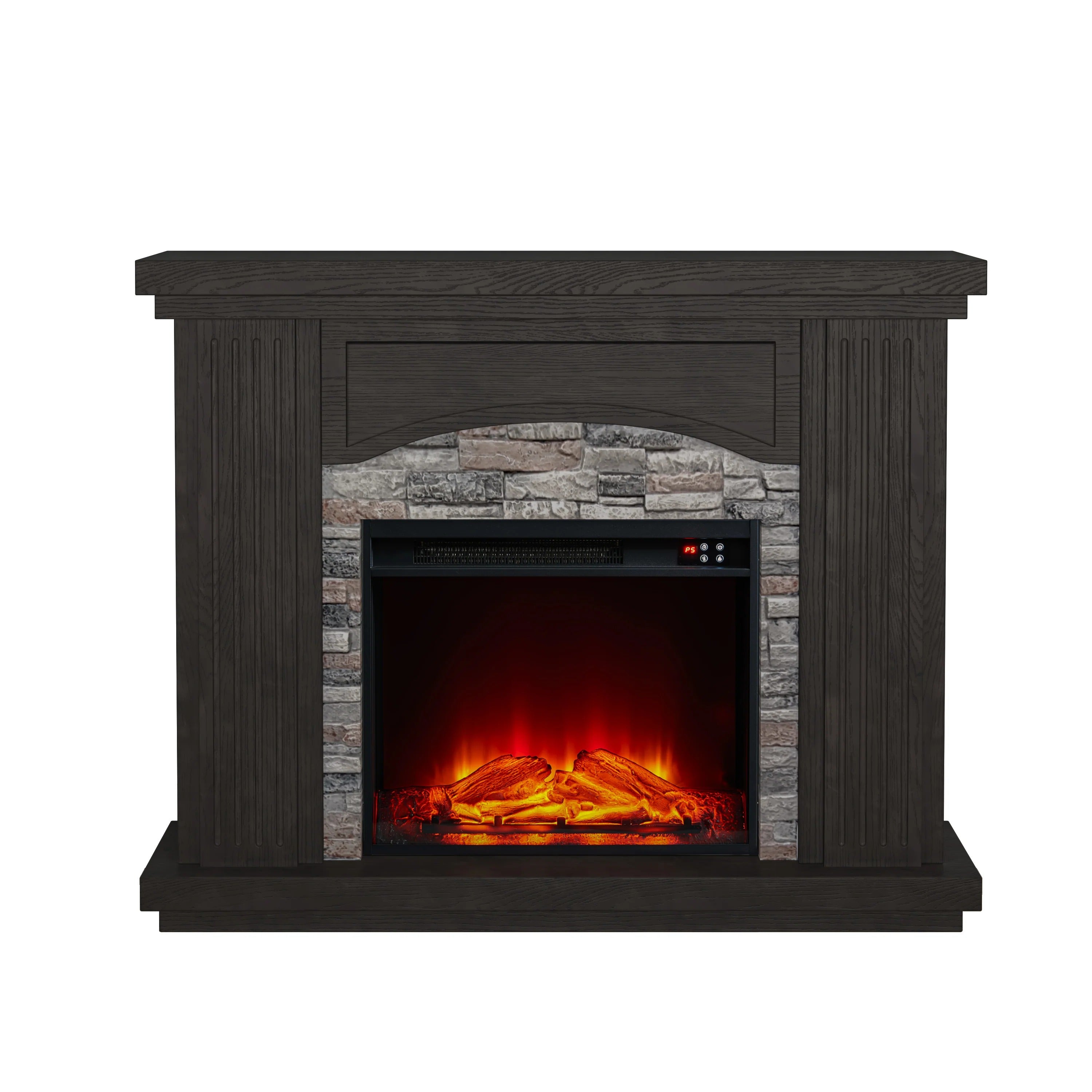 FFP23197 48" Electric Fireplace Mantel with Faux Brick-Brown