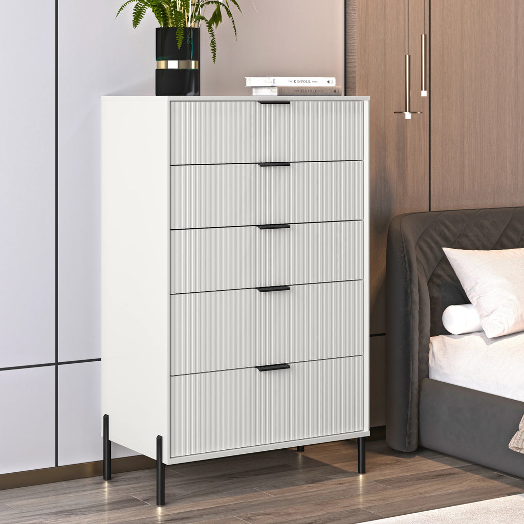 FCH23152 30" Bedroom Chest with 5 Drawers-Offwhite