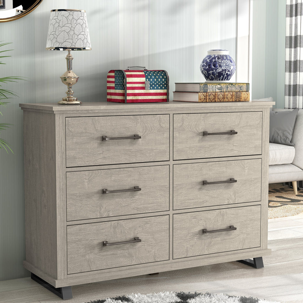 FDR22225 52" Bedroom Dresser with 6 Drawers-Beige