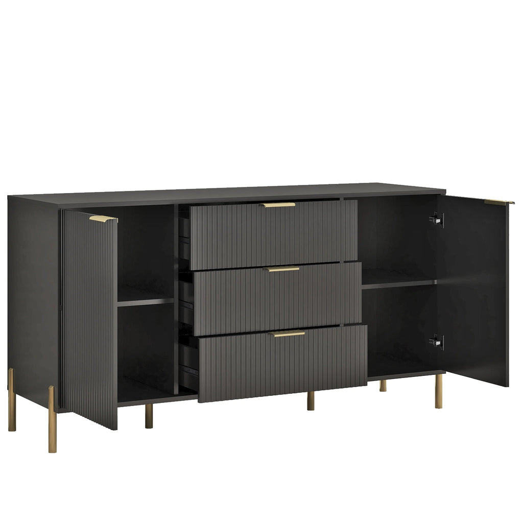 FDR23141 58" Bedroom Dresser with 3 Drawers-Black