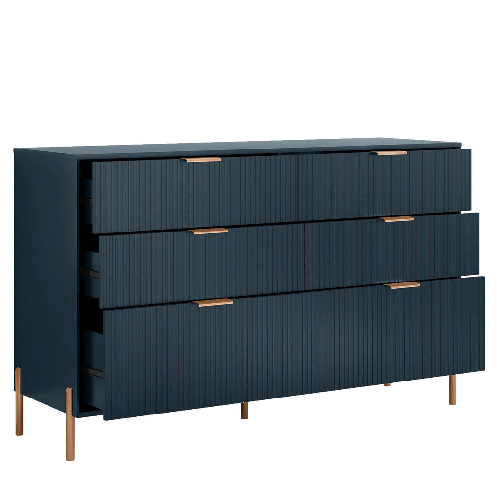 FDR23147 56" Bedroom Dresser with 6 Drawers-Navy