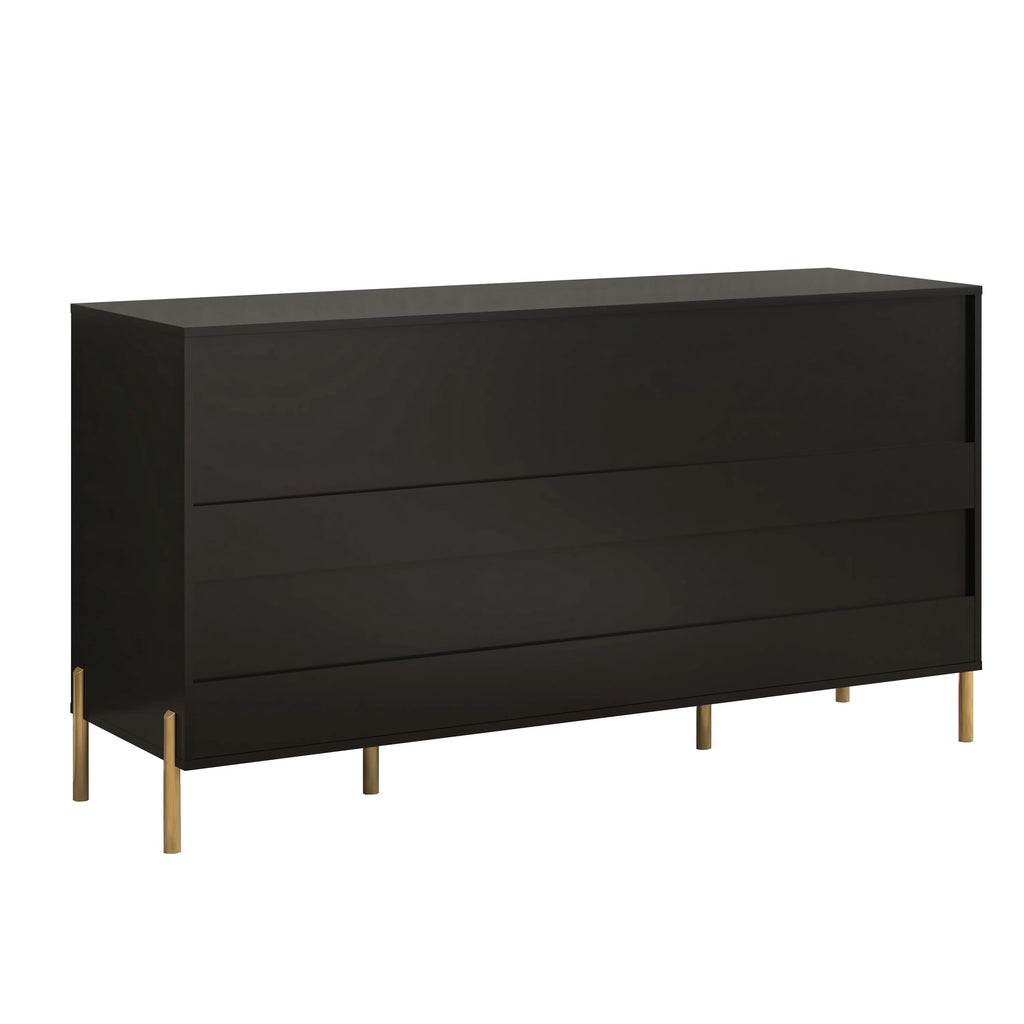 FDR23141 58" Bedroom Dresser with 3 Drawers-Black