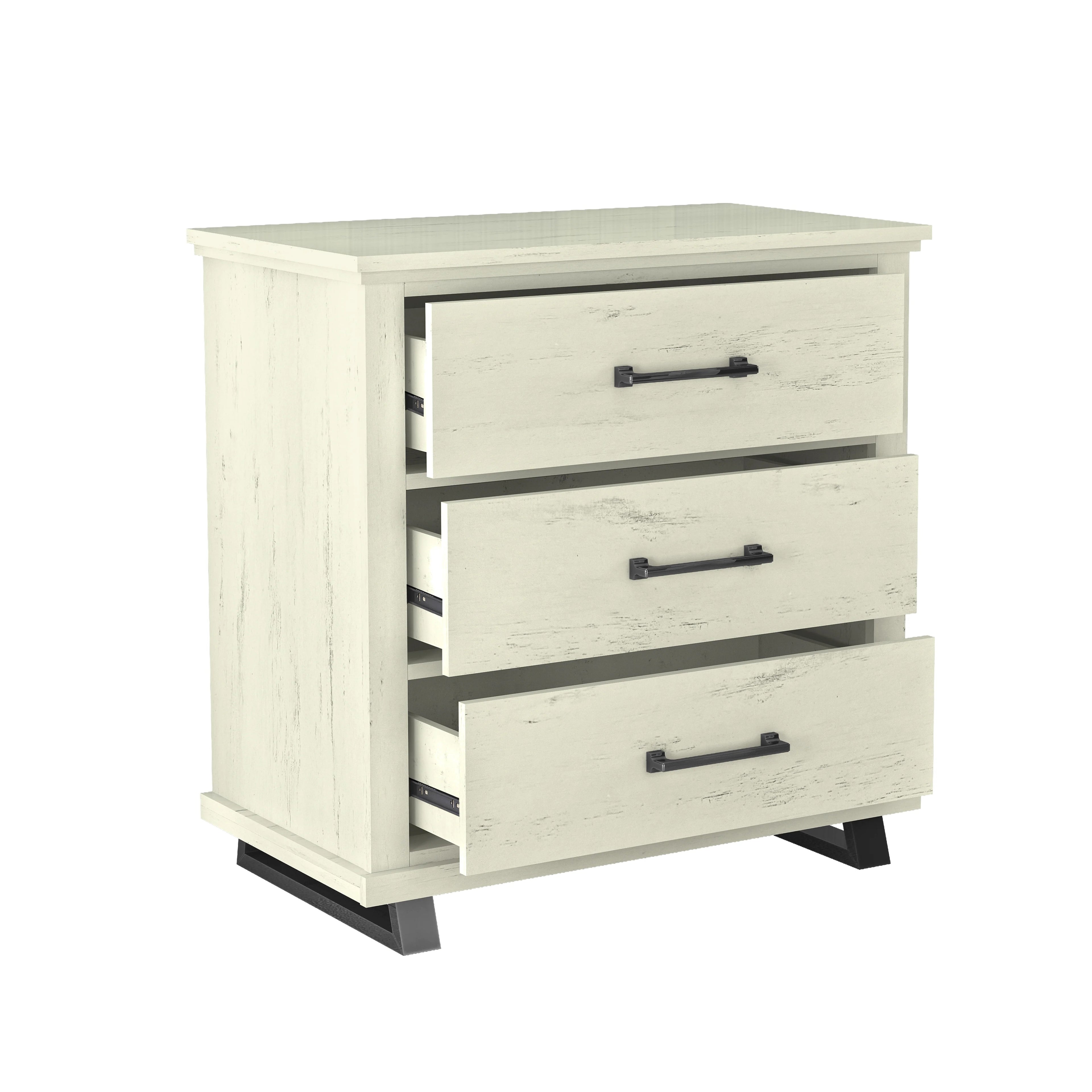 FNS22232 32" Bedroom Nightstands with 3 Drawers-White