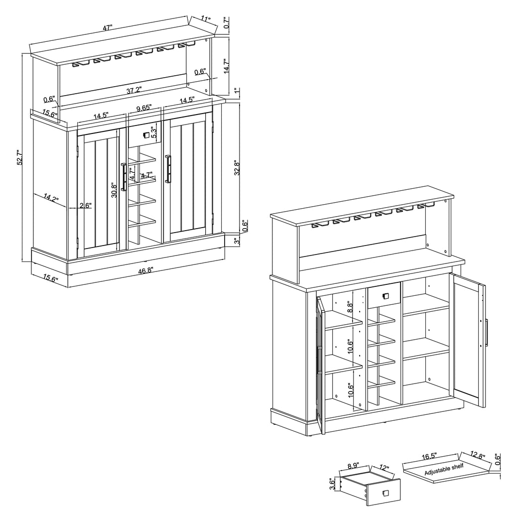 FWC21179 47" Wine Cabinet-Grey