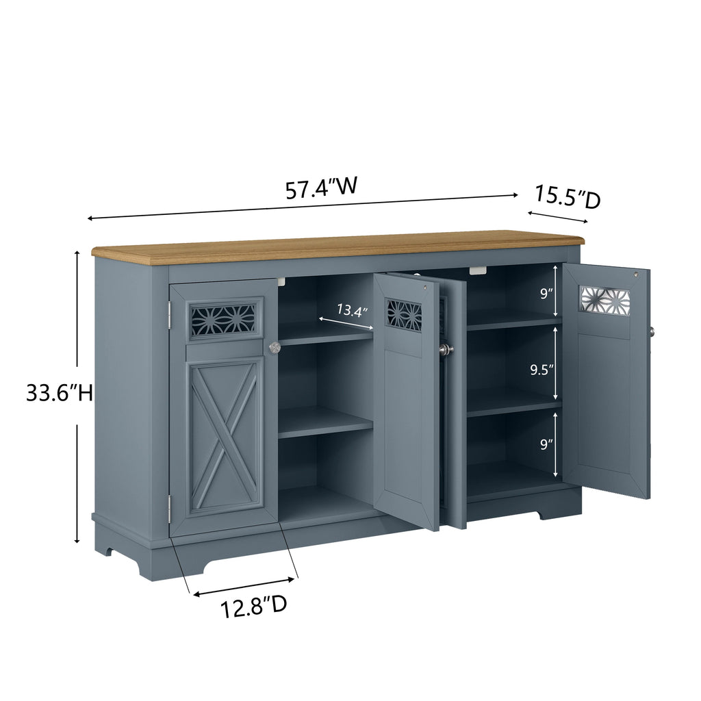 FCB24142 57.4" Buffet Sideboard Cabinet-Blue