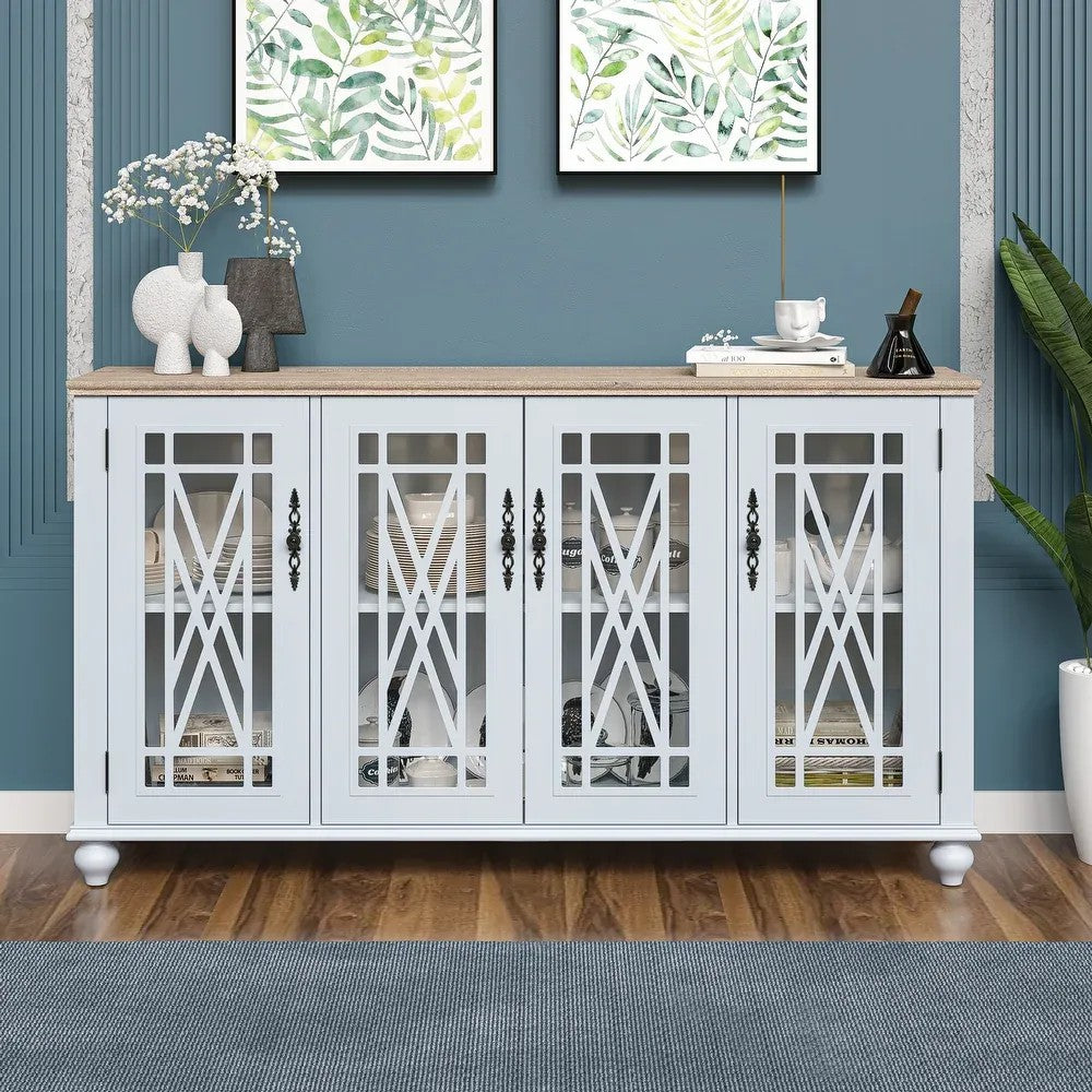 FCB22442 63" Buffet Sideboard Cabinet-Grayish-white