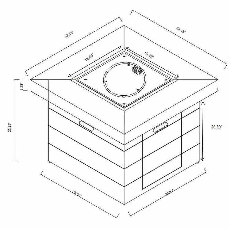LFT24002 32" Smokeless Propane Gas Fireplace for Outdoor Heating-Brown