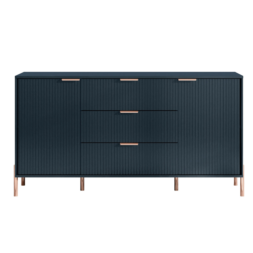FDR23143 58" Bedroom Dresser with 3 Drawers-Navy