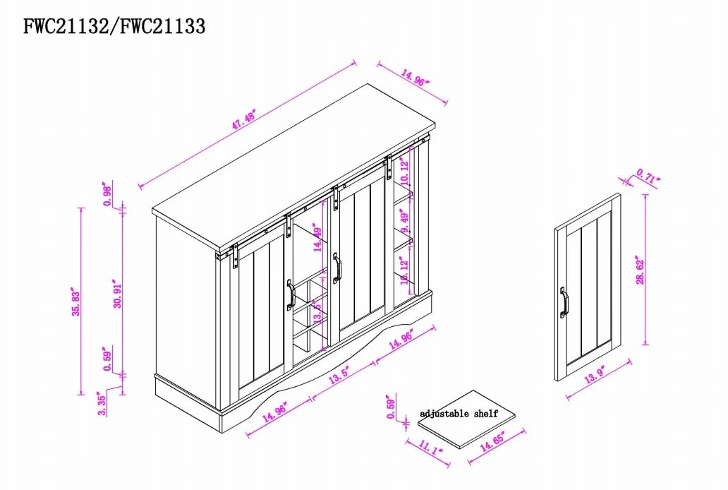 FWC21132 47" Wine Cabinet-Blue