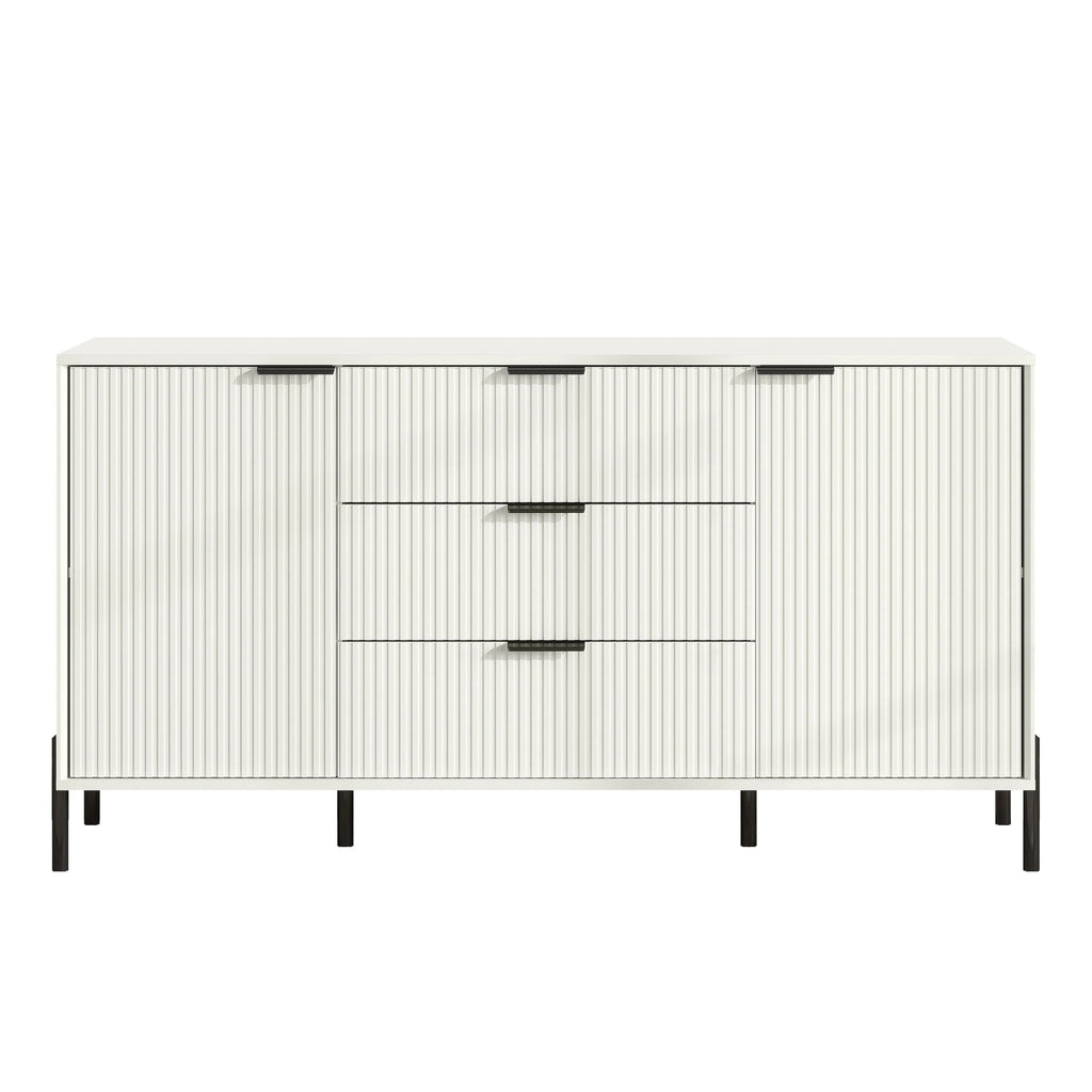 FDR23142 58" Bedroom Dresser with 3 Drawers-Offwhite