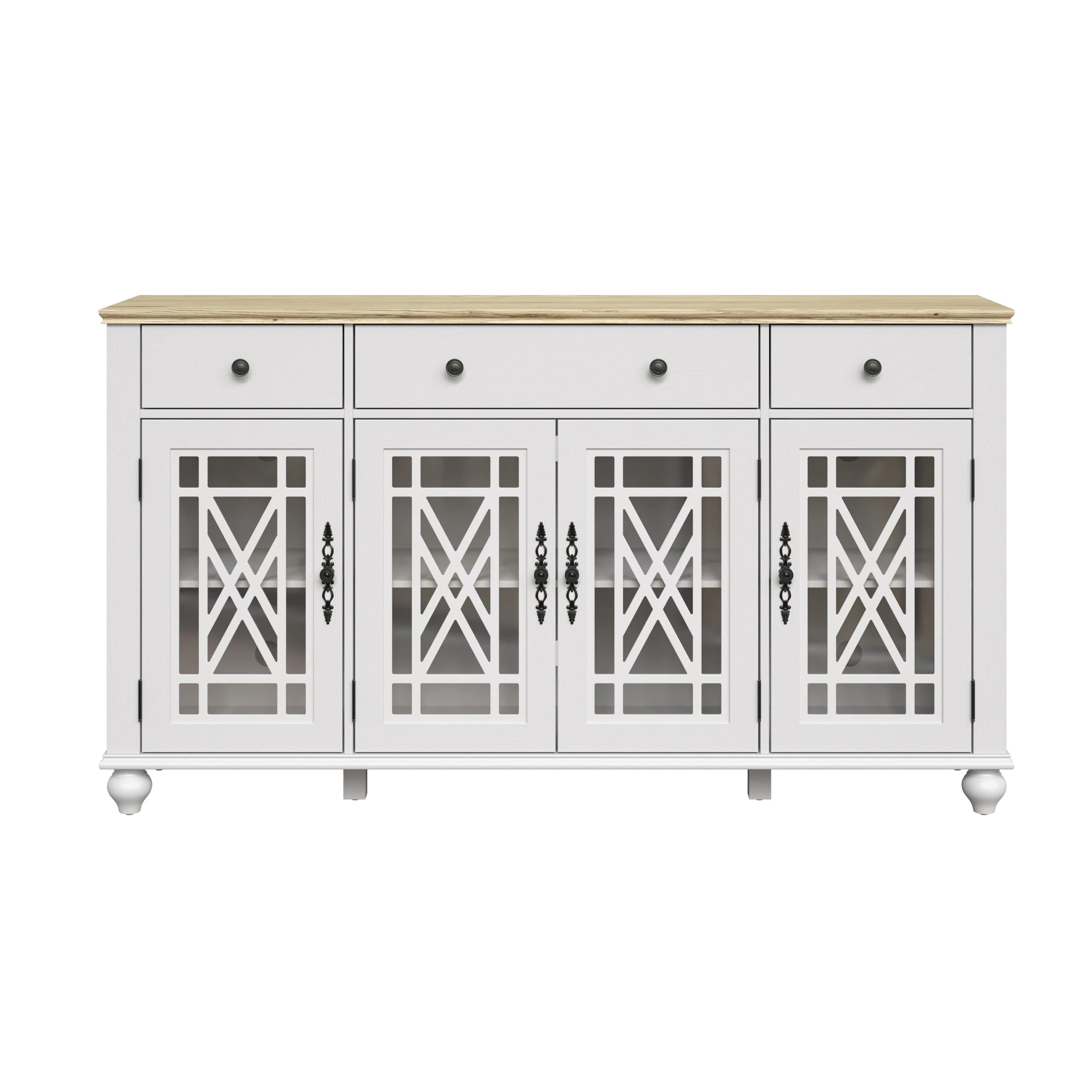 FCB24542 63" Buffet Sideboard Cabinet-Grayish White