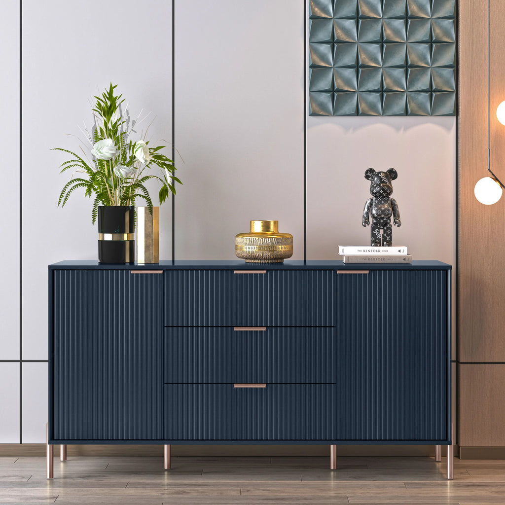 FDR23143 58" Bedroom Dresser with 3 Drawers-Navy