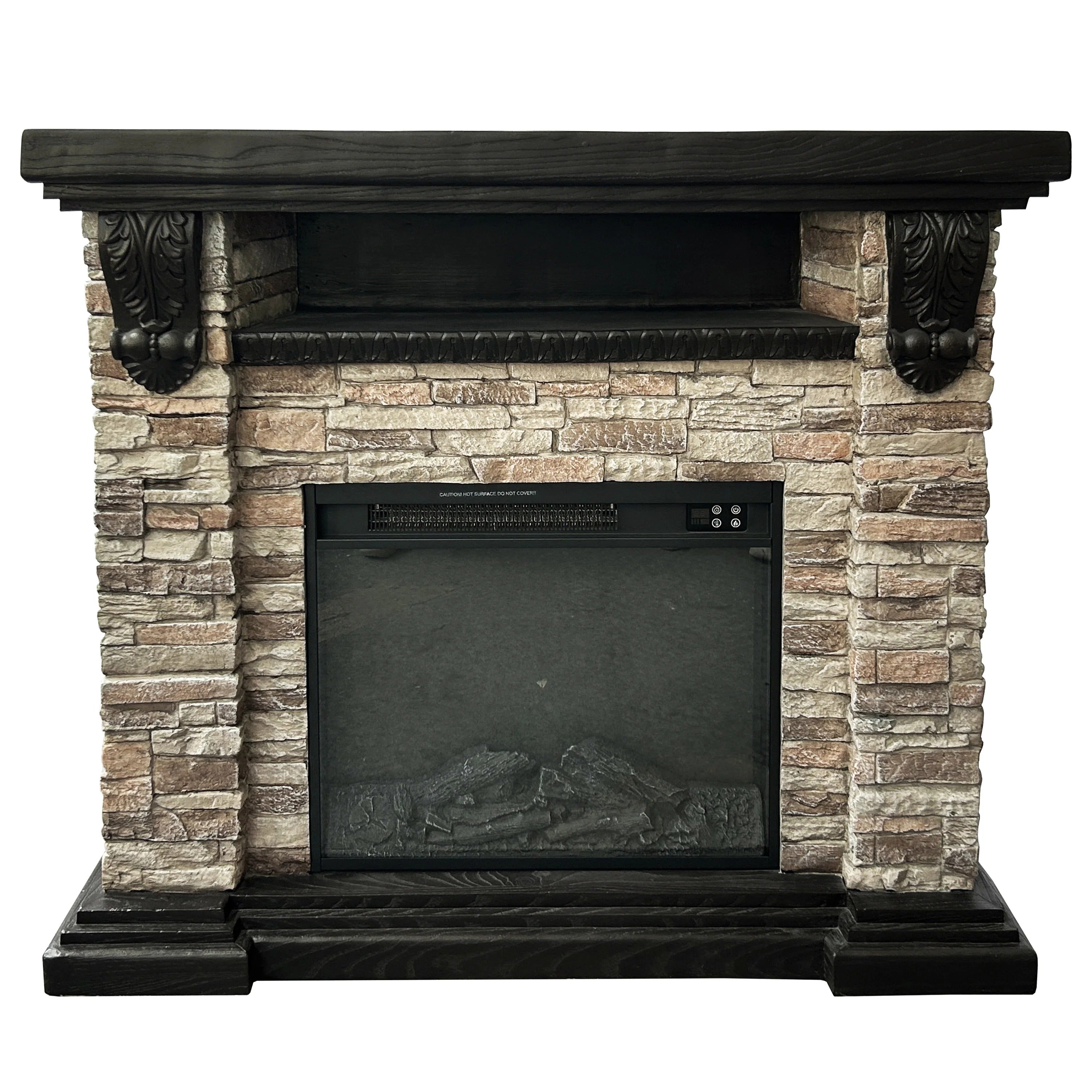 FFP25041 45" Electric Fireplace MGO Mantel with Faux Brick-Brown
