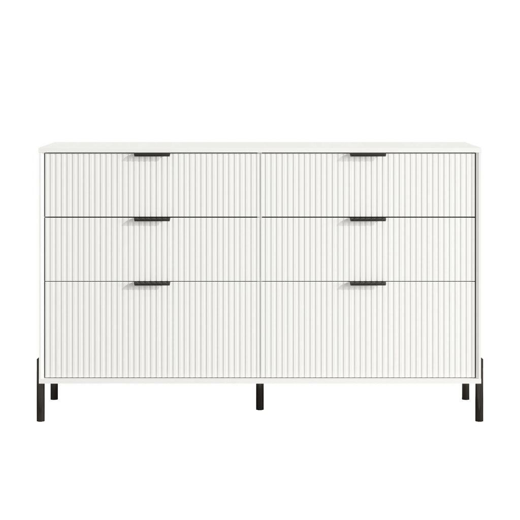 FDR23146 56" Bedroom Dresser with 6 Drawers-White
