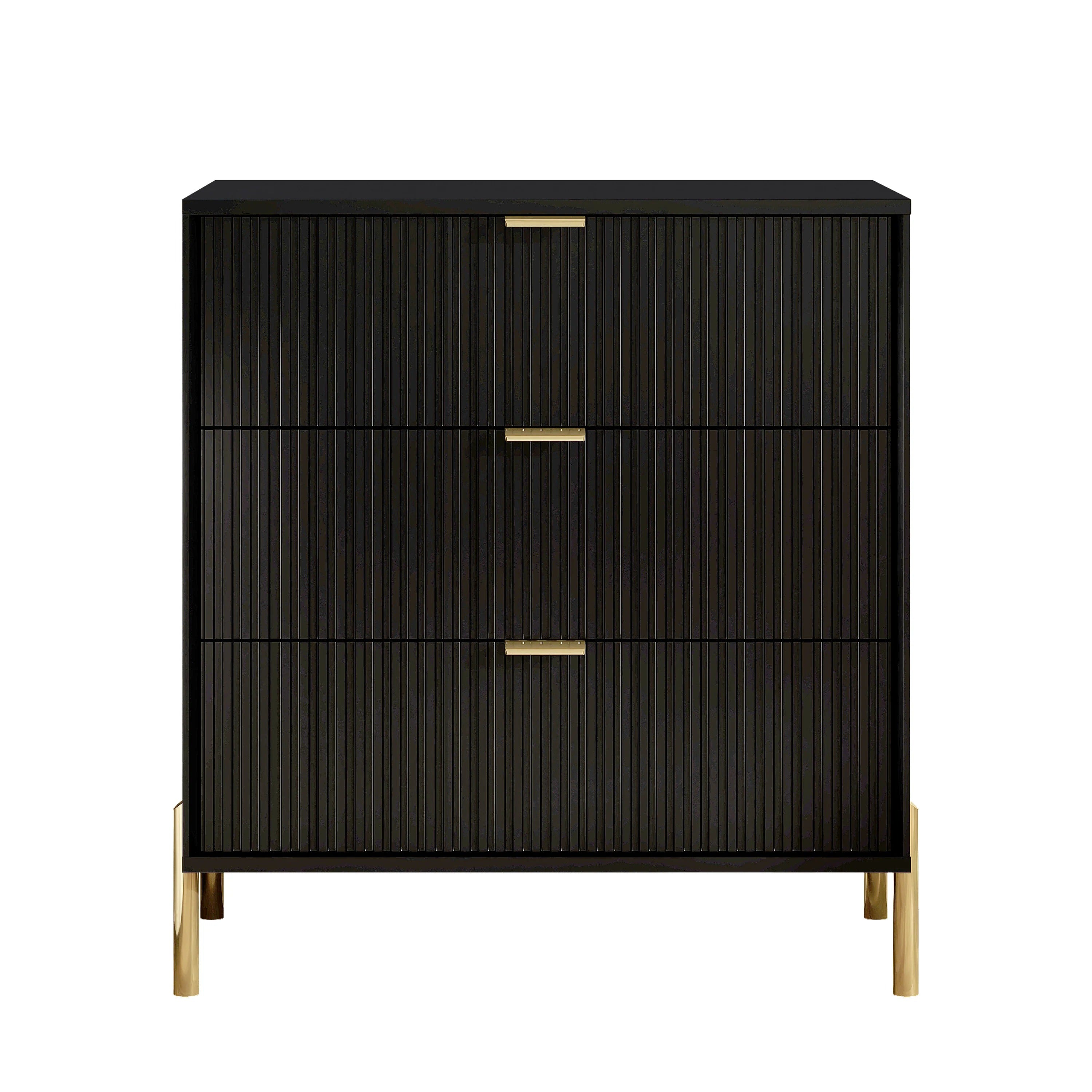 FNS23115 28" Bedroom Nightstands with 3 Drawers-Black