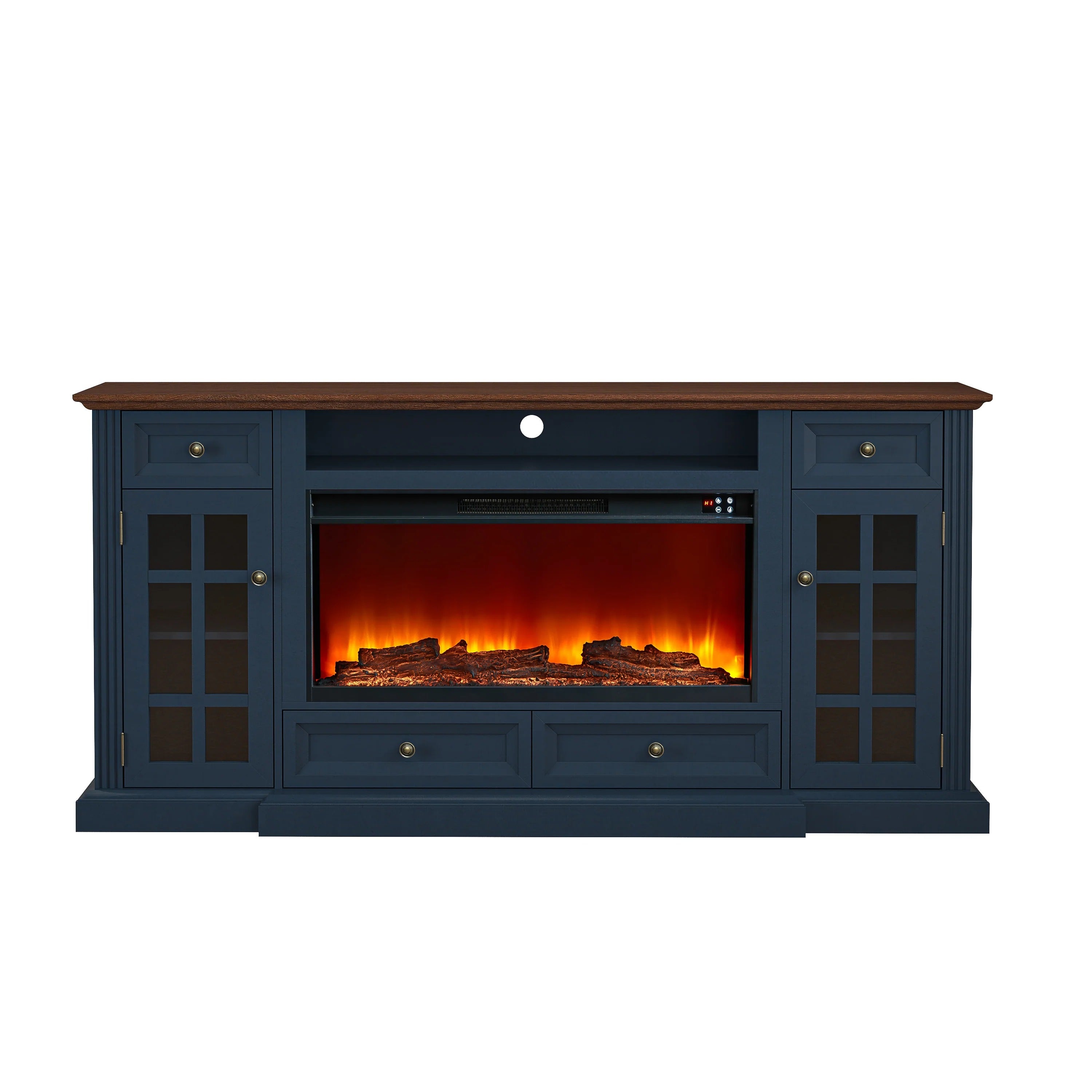 FTS24275 73" TV Stand with 36" Electric Fireplace-Navy