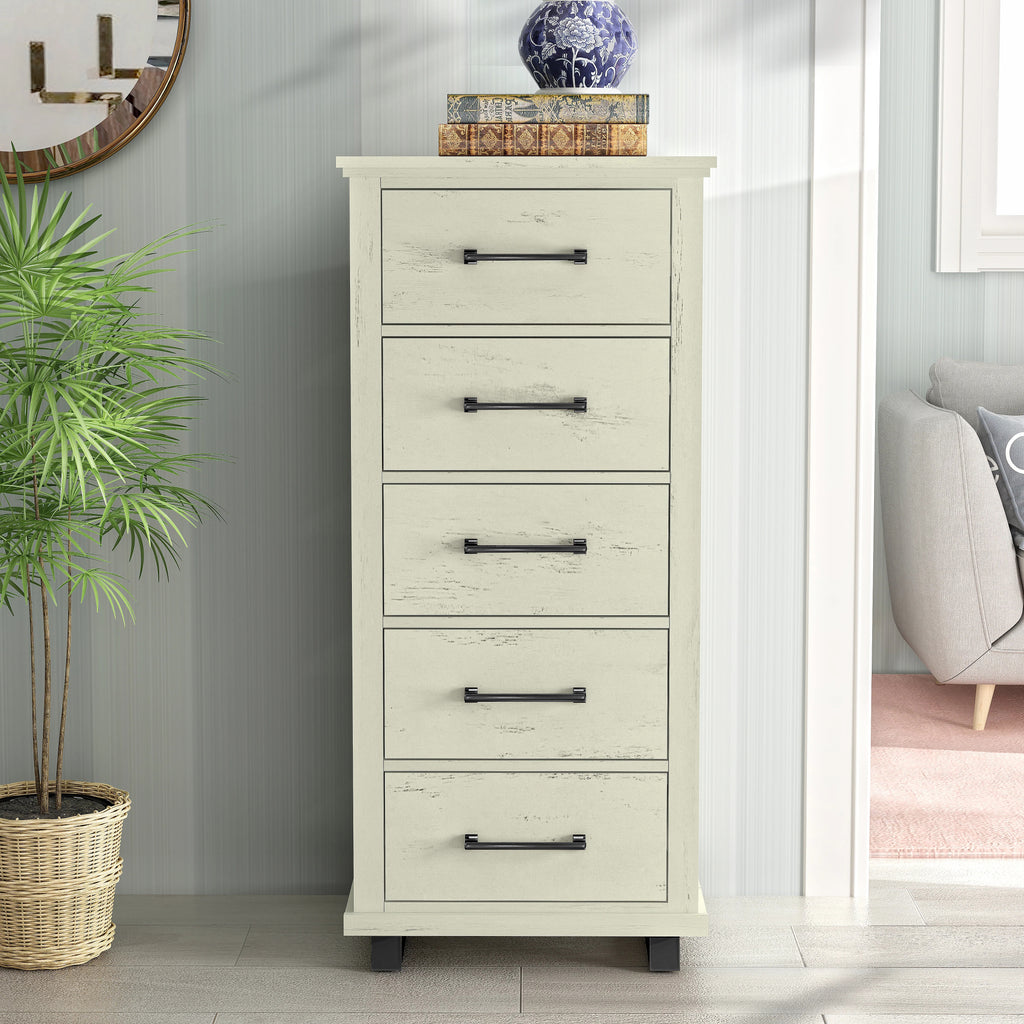 FCH22246 24" Bedroom Chest with 5 Drawers-White