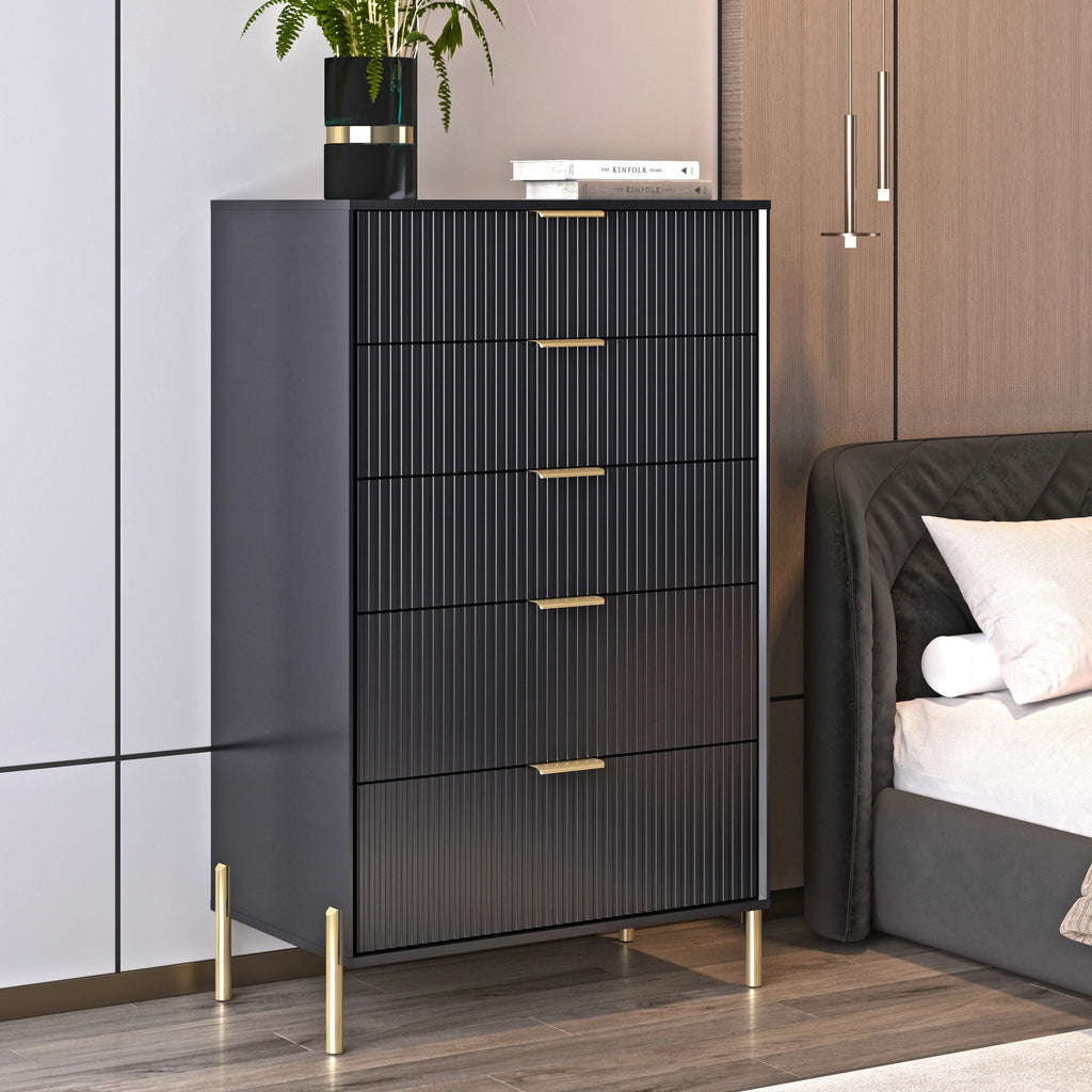 FCH23151 30" Bedroom Chest with 5 Drawers-Black