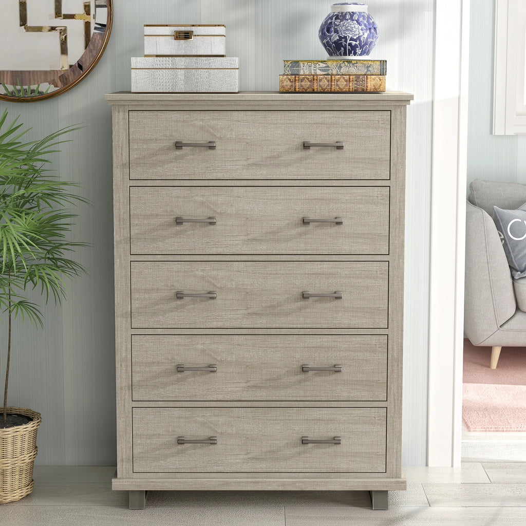 FCH22241 38" Bedroom Chest with 5 Drawers-Beige