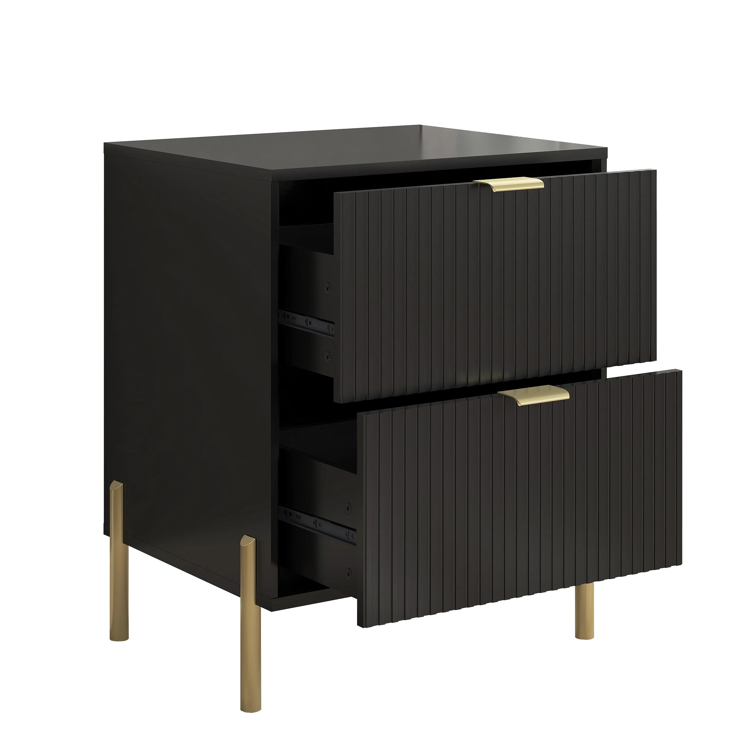 FNS23111 20.5" Bedroom Nightstands with 2 Drawers-Black
