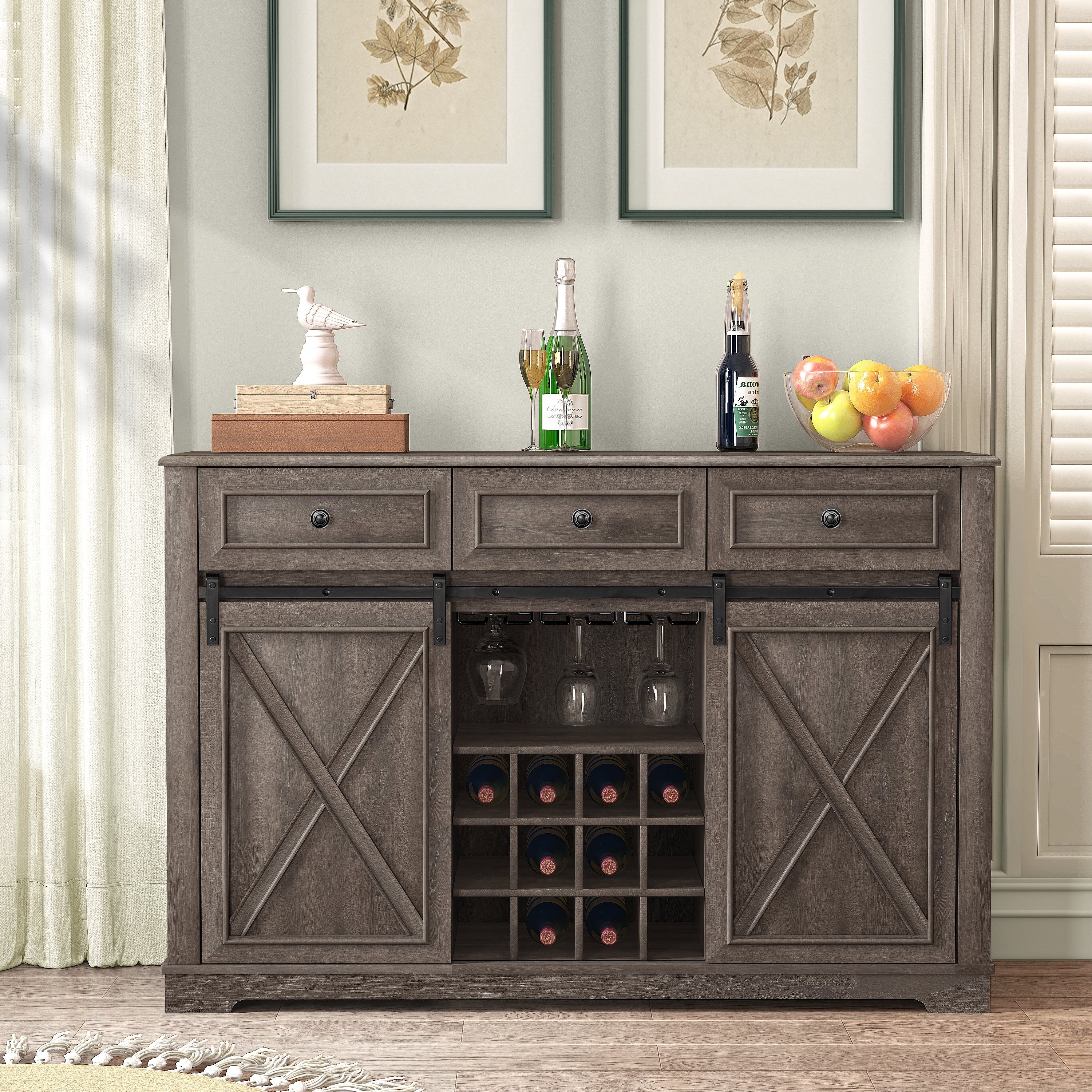 FWC23512 54" Wine Cabinet-Brown