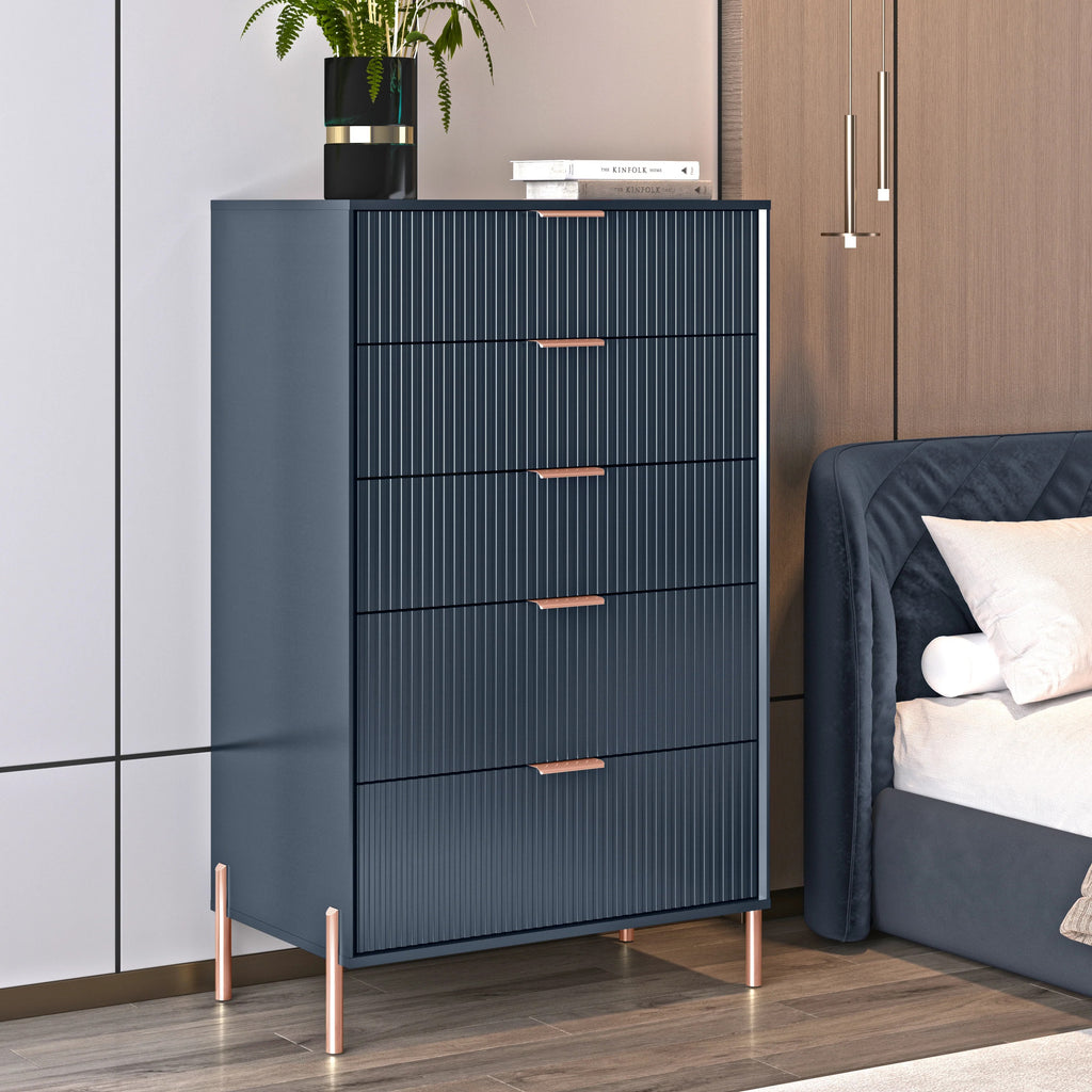 FCH23153 30" Bedroom Chest with 5 Drawers-Navy