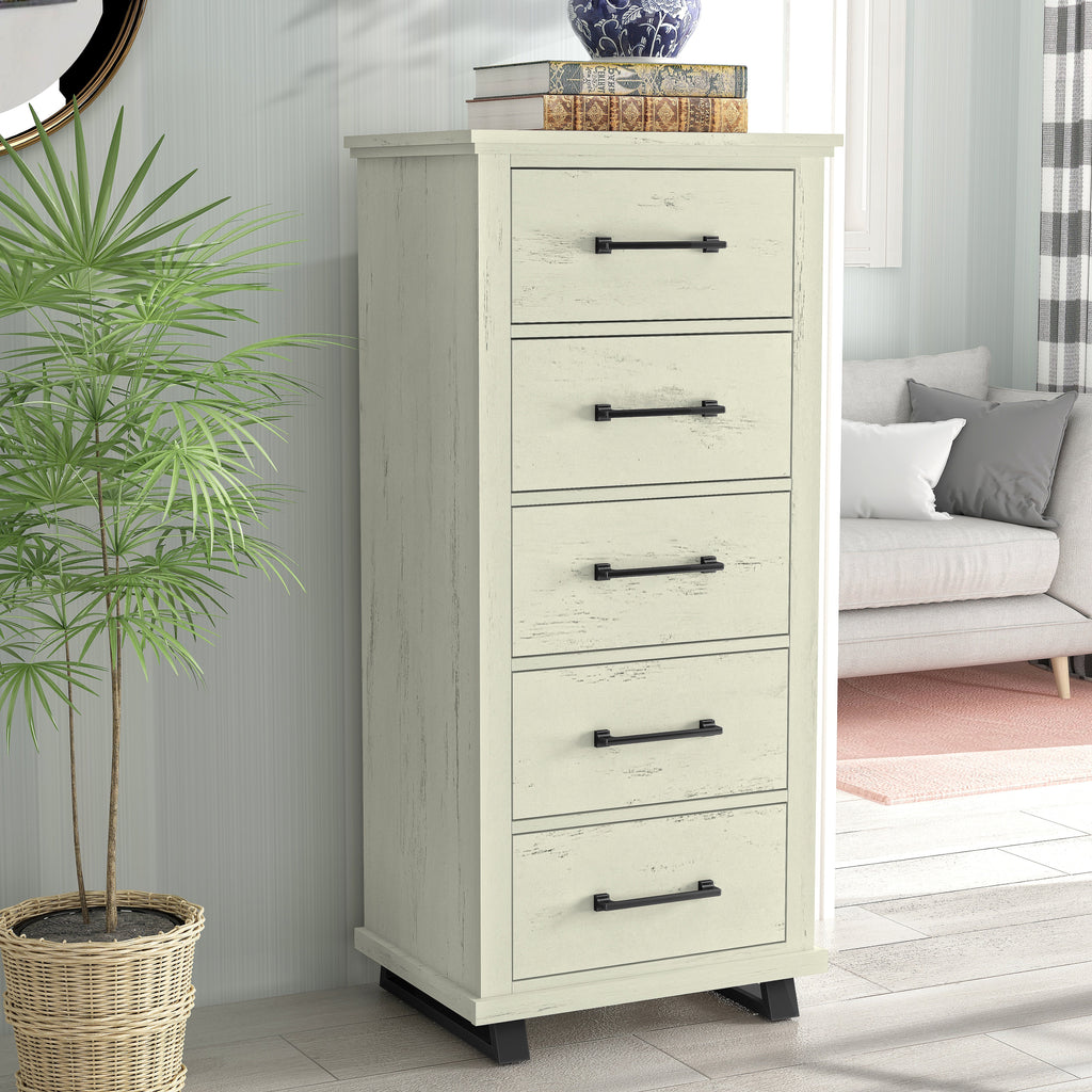 FCH22246 24" Bedroom Chest with 5 Drawers-White