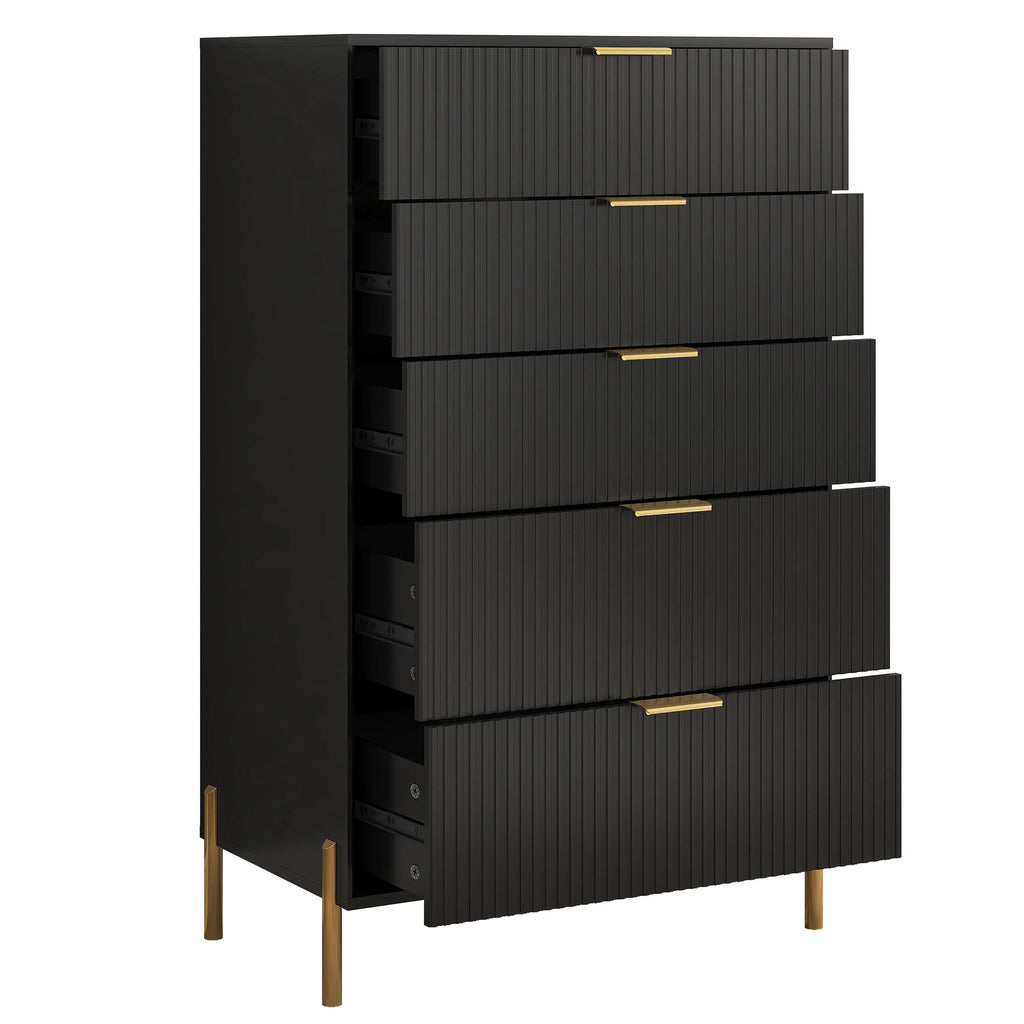 FCH23151 30" Bedroom Chest with 5 Drawers-Black