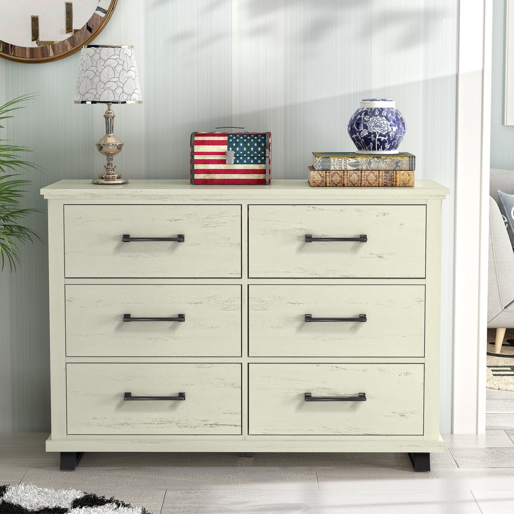 FDR22226 52" Bedroom Dresser with 6 Drawers-White