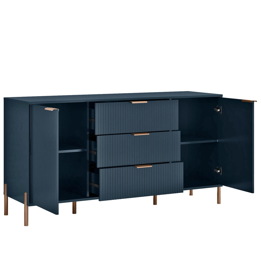 FDR23143 58" Bedroom Dresser with 3 Drawers-Navy