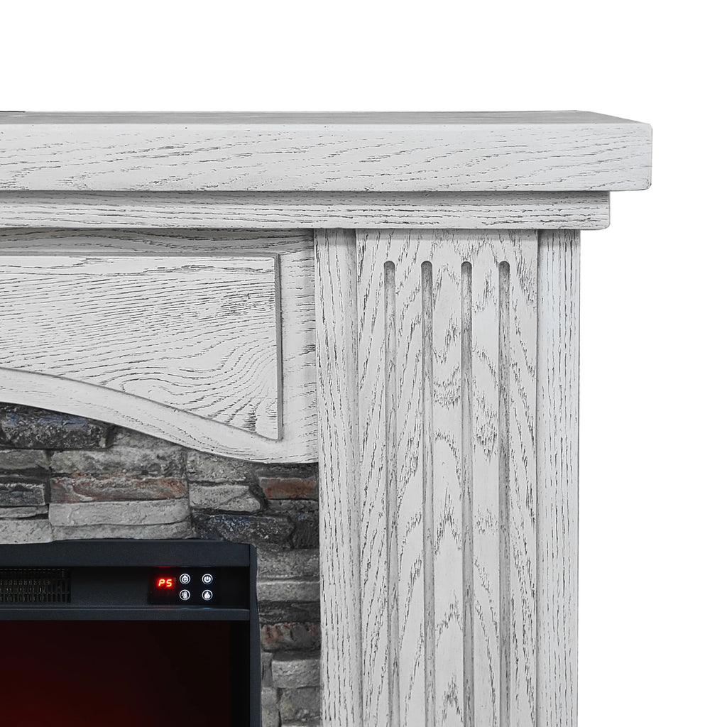 FFP22196 48" Electric Fireplace Mantel with Faux Brick-White