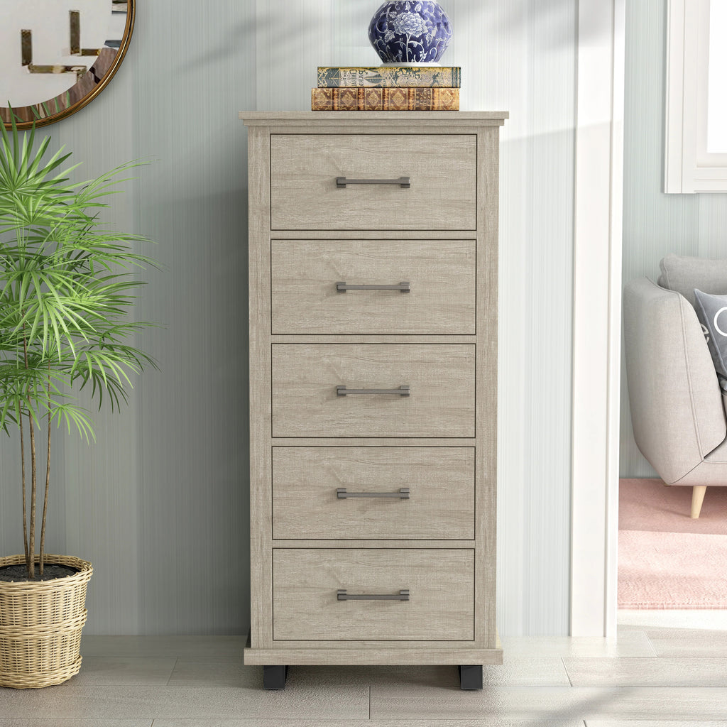 FCH22245 24" Bedroom Chest with 5 Drawers-Beige