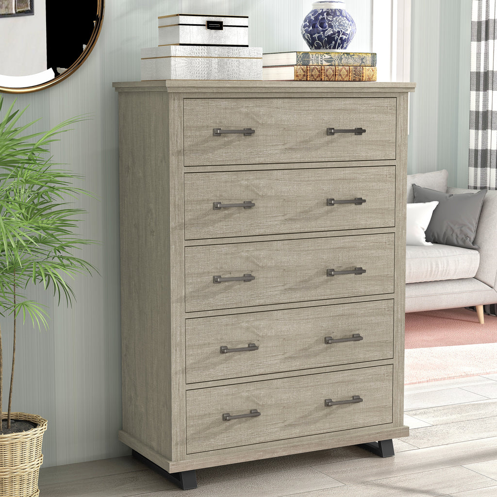 FCH22241 38" Bedroom Chest with 5 Drawers-Beige