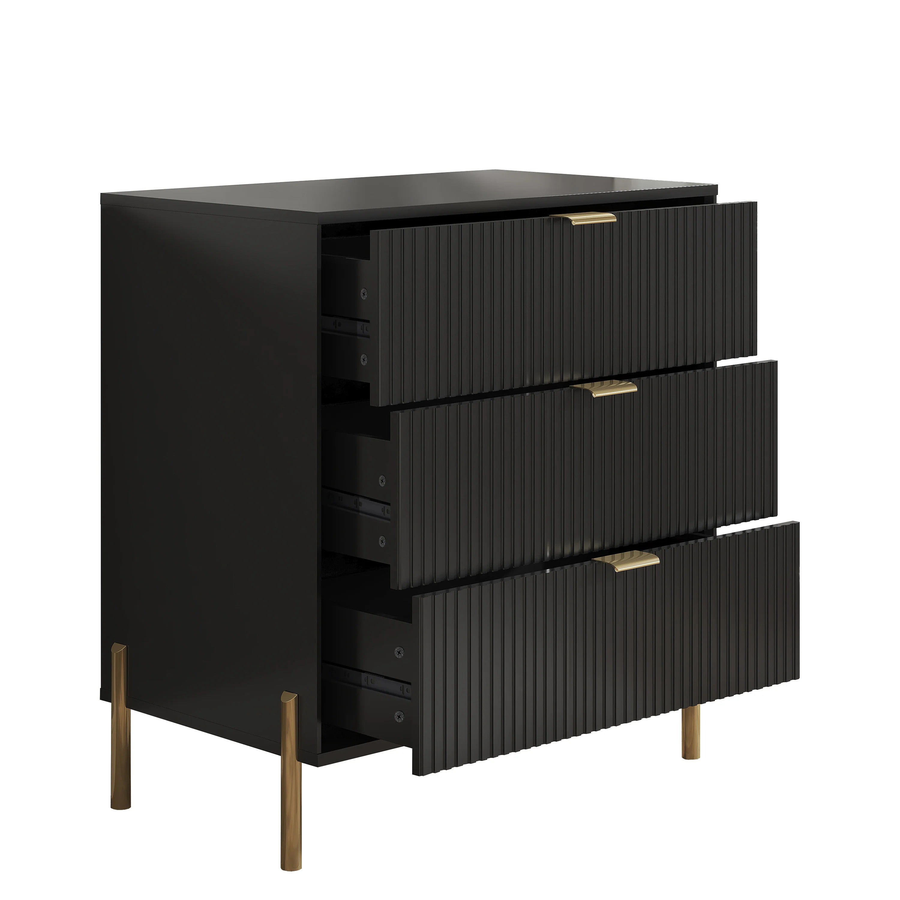 FNS23115 28" Bedroom Nightstands with 3 Drawers-Black