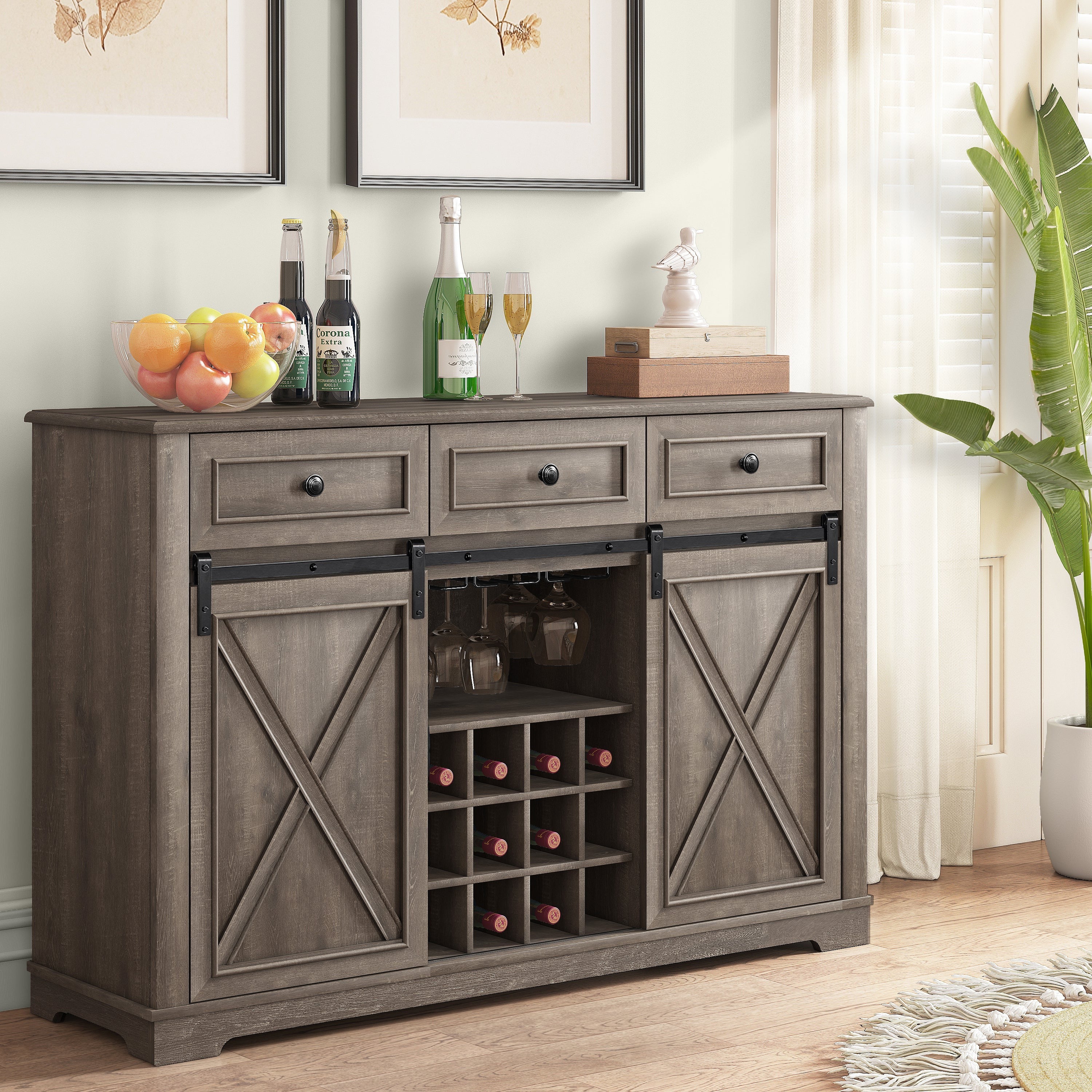 FWC23512 54" Wine Cabinet-Brown